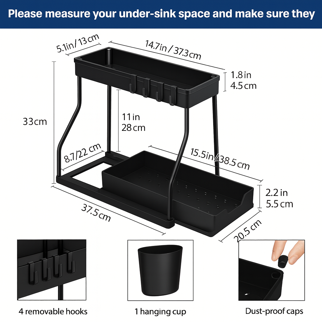 Space-Saving 2-Tier Pull-Out Organizer