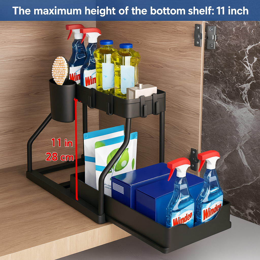 Space-Saving 2-Tier Pull-Out Organizer